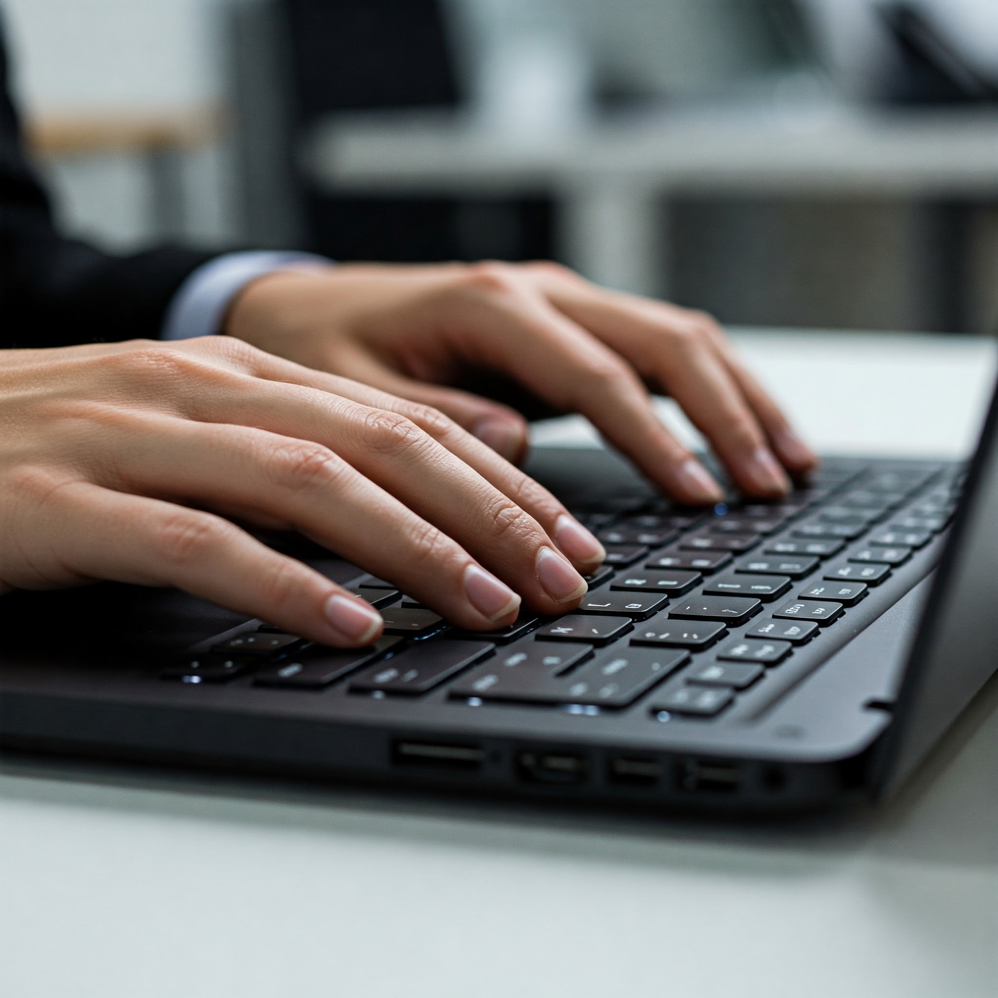 photo of Hands Typing on Black Laptop